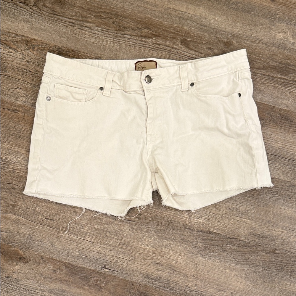 Paige Canyon Boyfriend White Denim Shorts